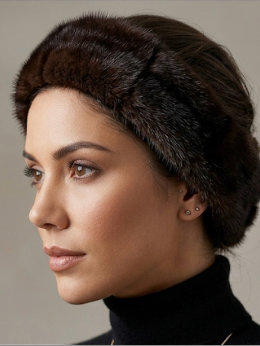 NWT Luxury Genuine Mahogany Mink Fur Headband / Ear Warmer